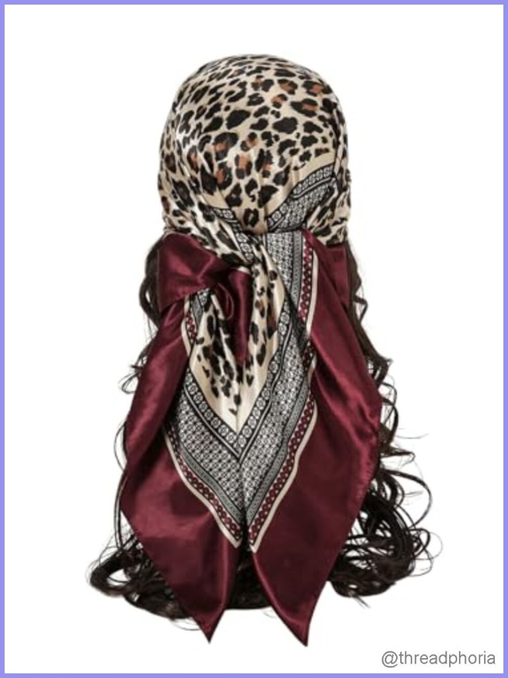 Women's Leopard Print Satin Silk Scarf Cheetah Headband Hair Wrap Neck Scarf